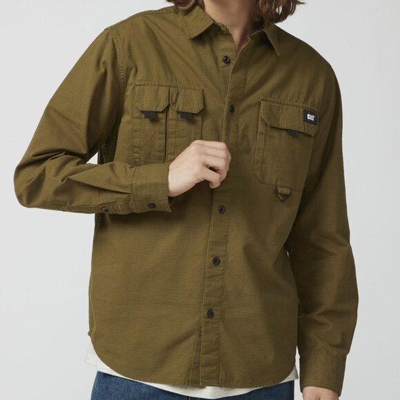 CAT Utility Long Sleeve Shirt - Olive Green - Size L - Picture 2 of 8